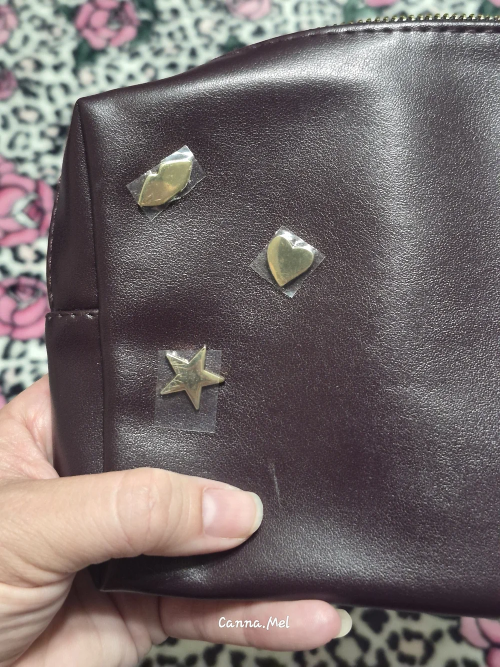 Yves Saint Laurent Beaute Plum Leather Cosmetic Pouch